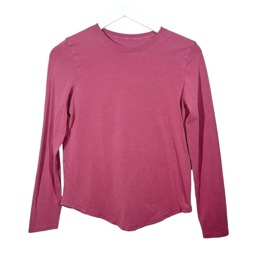 Lululemon Womens Long Sleeve Crew Neck Workout Athleisure Shirt Berry Pink